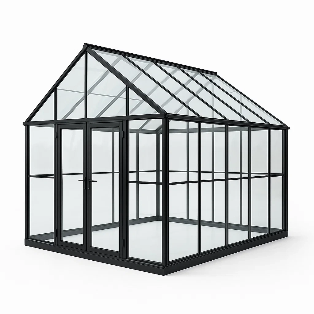 Serre en verre trempé avec cadre en aluminium noir 250x300x215 cm