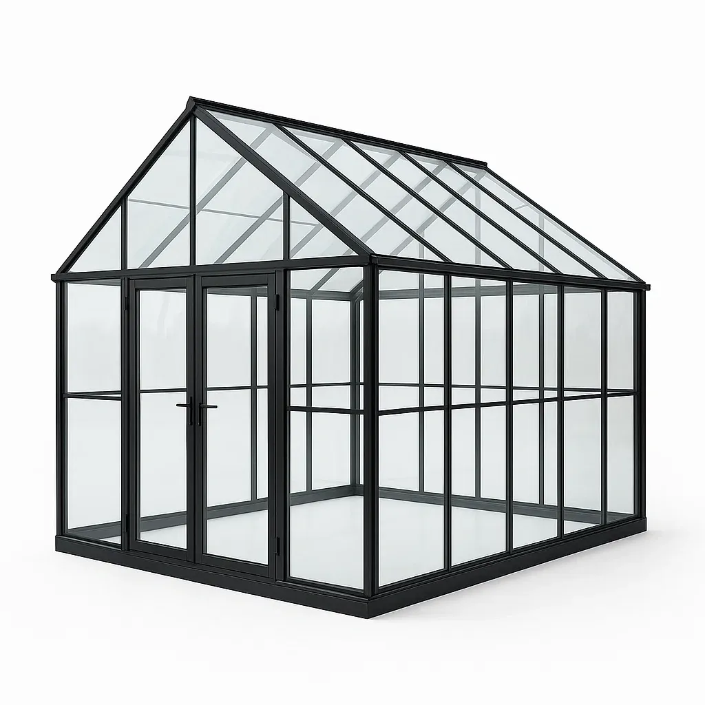 Serre en verre trempé avec cadre en aluminium noir 250x300x215 cm