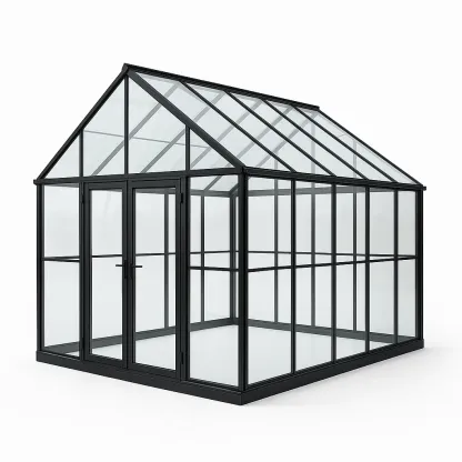 Serre en verre trempé avec cadre en aluminium noir 250x300x215 cm