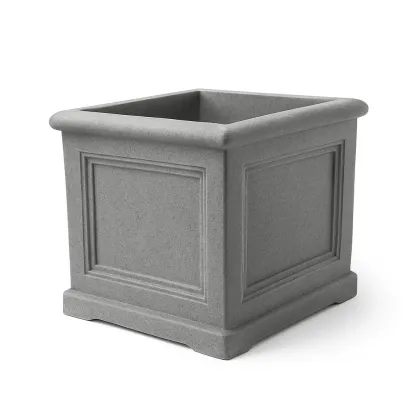 Pot de fleur carré en plastique gris 40x40x40 cm