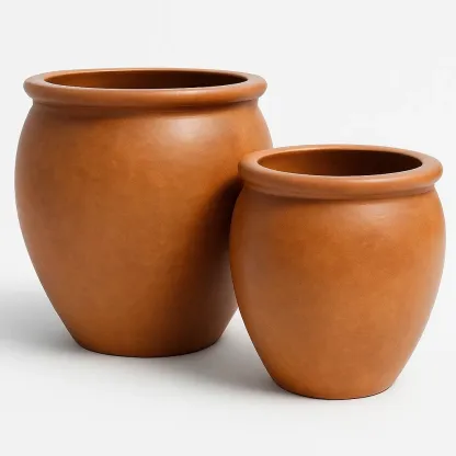 Pot de fleur en céramique terre cuite, lot de 2
