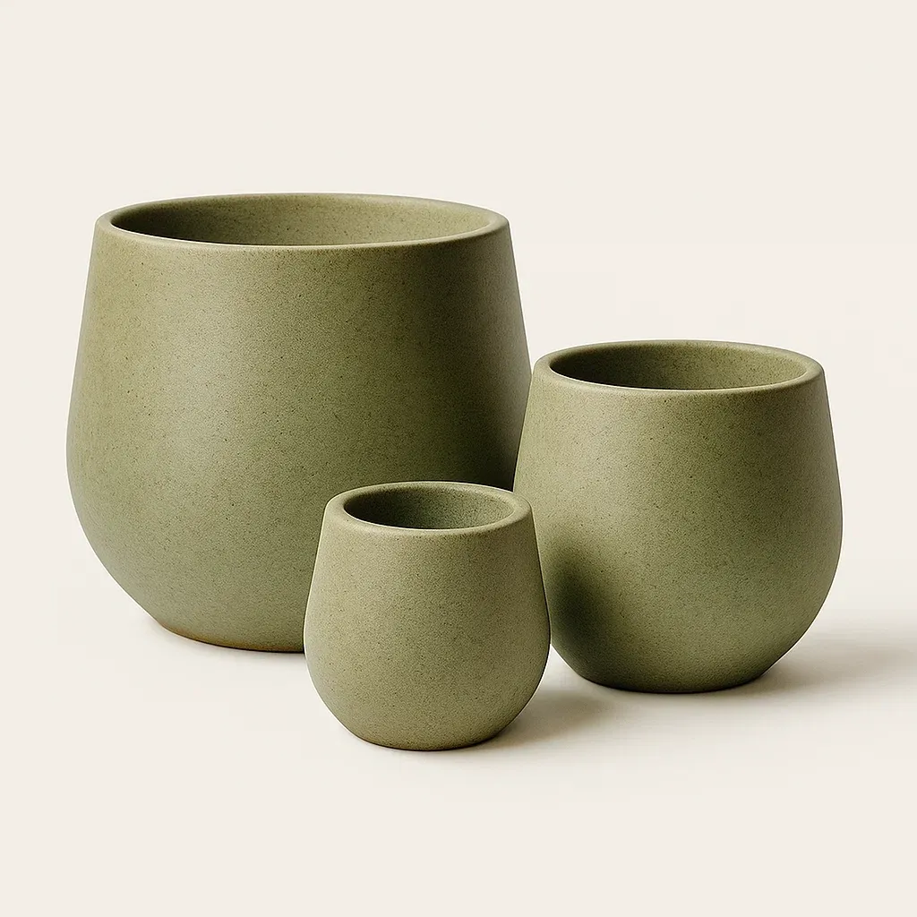Pot de fleur en céramique vert, lot de 3