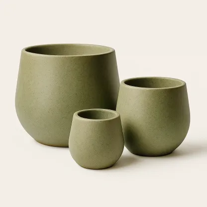 Pot de fleur en céramique vert, lot de 3