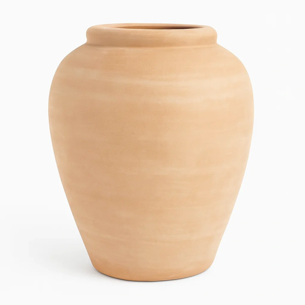 Pot de fleur en terre cuite beige hauteur 30 cm