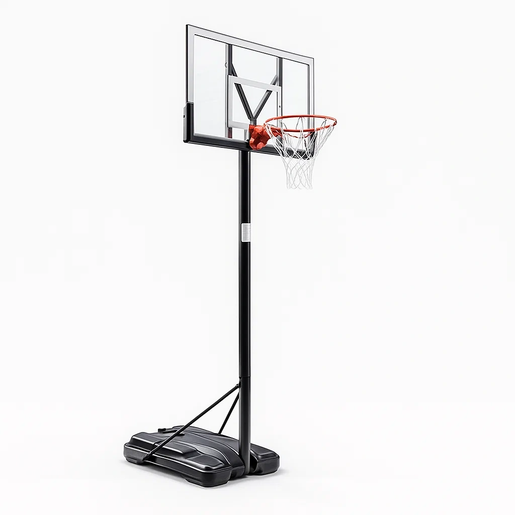 Panier de basket réglable en verre trempé noir