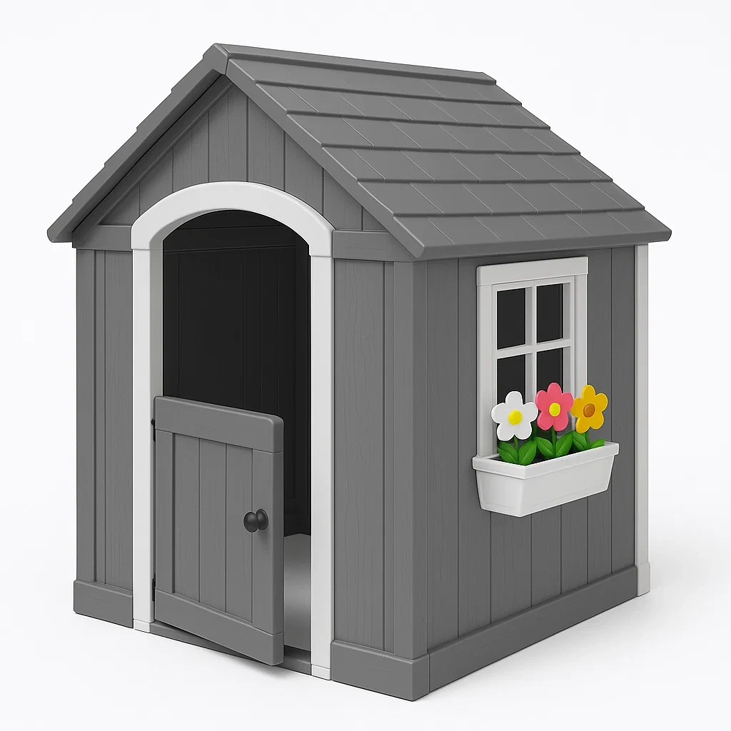 Maisonnette pour enfant en polypropylène gris 95x75x110 cm