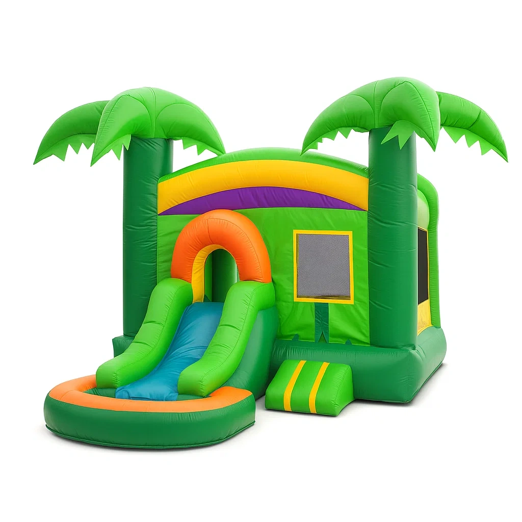 Château gonflable en PVC multicolore avec toboggan 300x280x250 cm