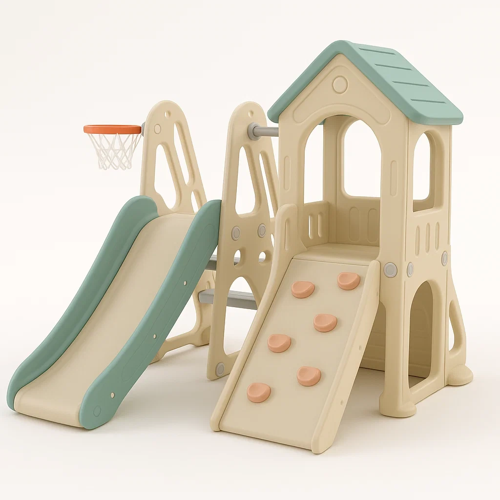 Équipement d'escalade pour enfants en polyéthylène avec toboggan et mur d'escalade 195x130x100 cm