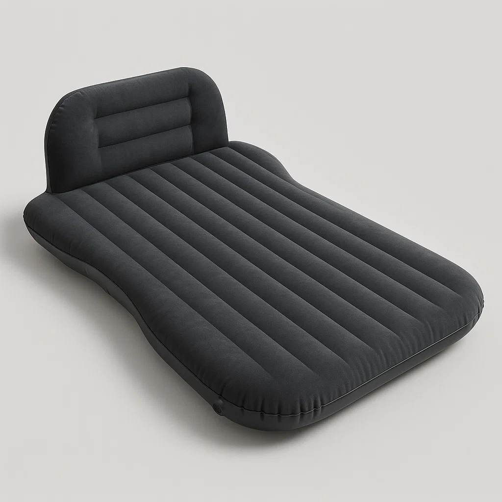 Matelas pneumatique en PVC noir avec dossier 200x150x30 cm