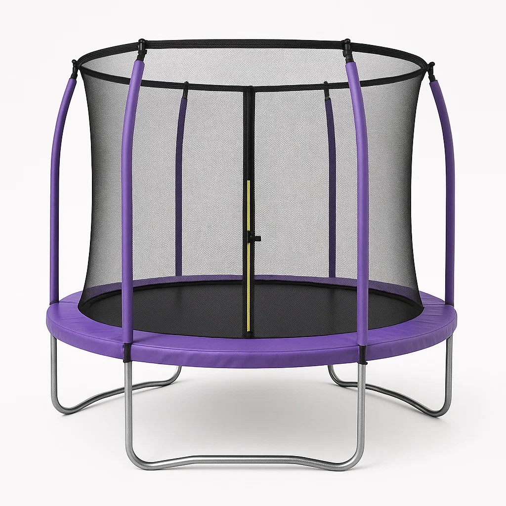 Trampoline de jardin avec filet pour enfants acier violet