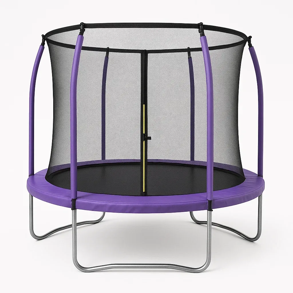 Trampoline de jardin avec filet pour enfants acier violet