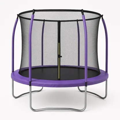 Trampoline de jardin avec filet pour enfants acier violet