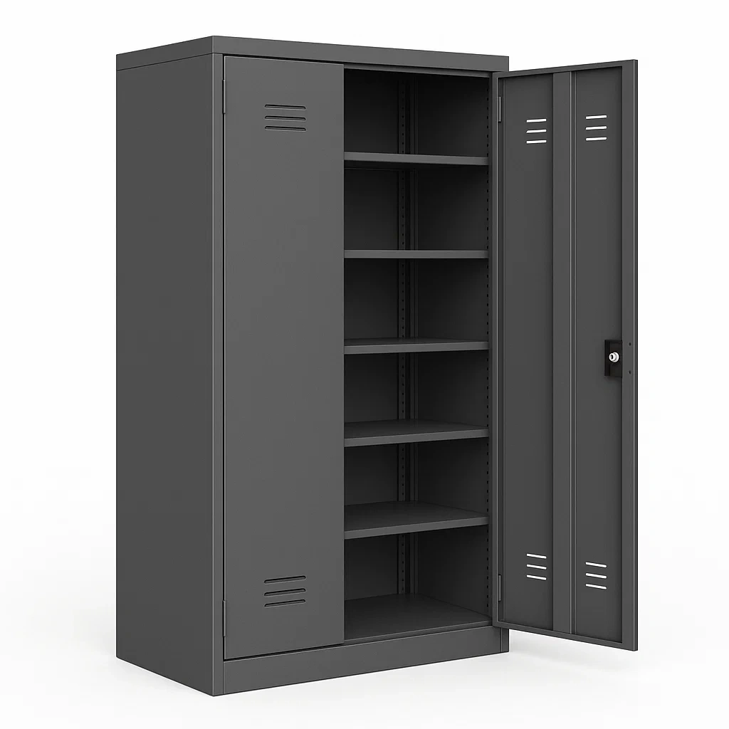 Armoire de garage en acier gris double portes