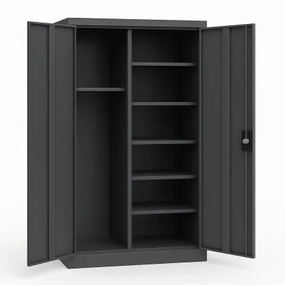 Armoire de garage métallique grise 2 portes avec étagères réglables