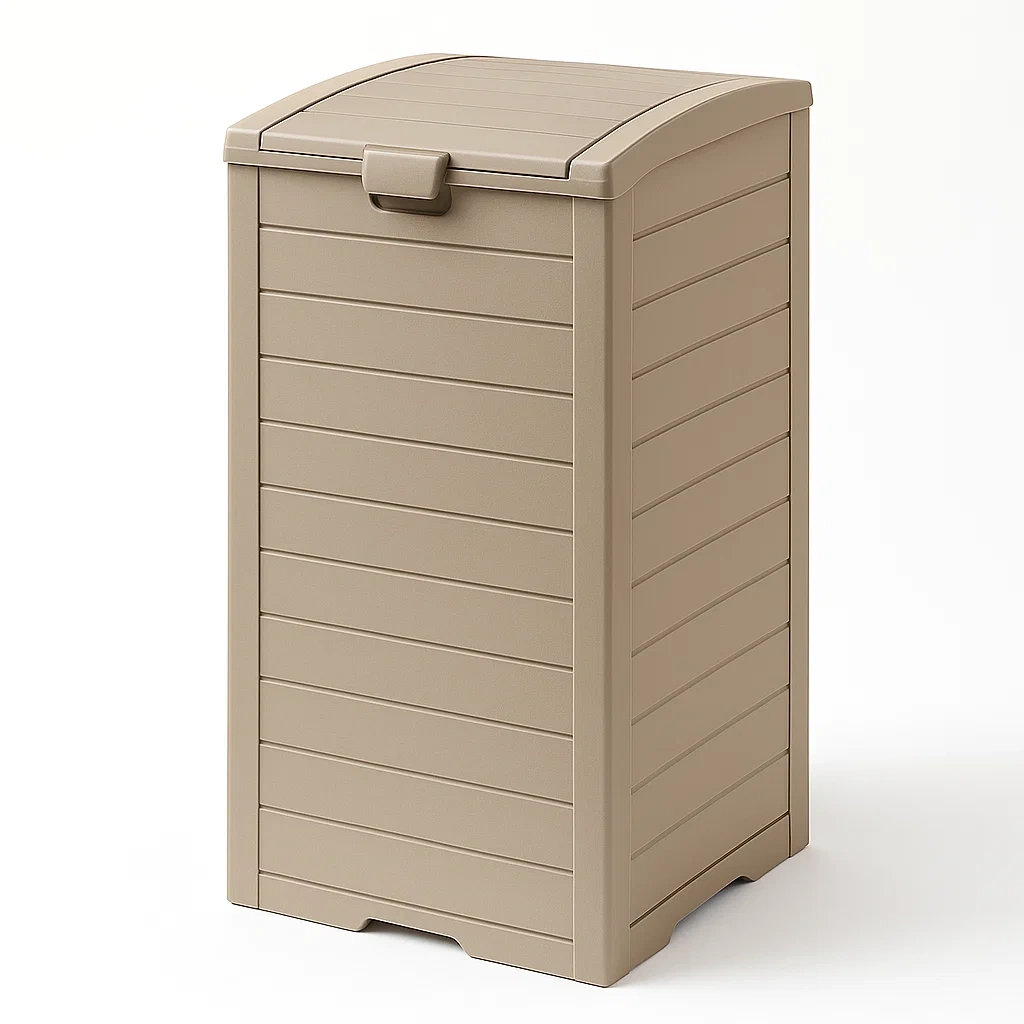 Poubelle en plastique beige