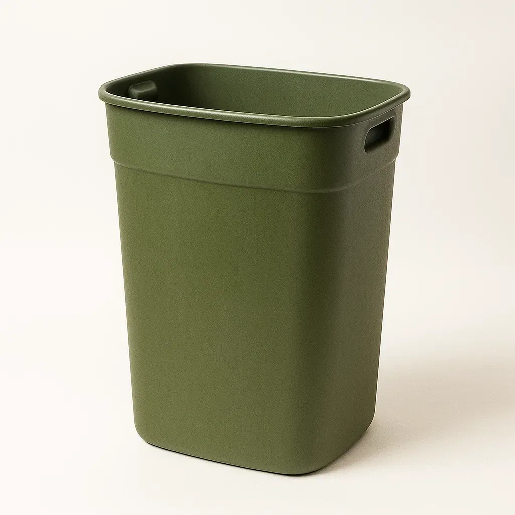 Poubelle rectangulaire en plastique vert