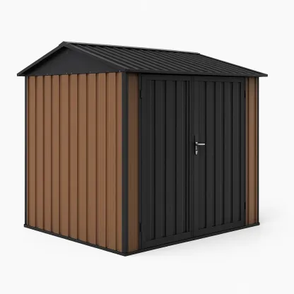 Abri de jardin en acier marron et noir 213 cmx191 cmx132 cm