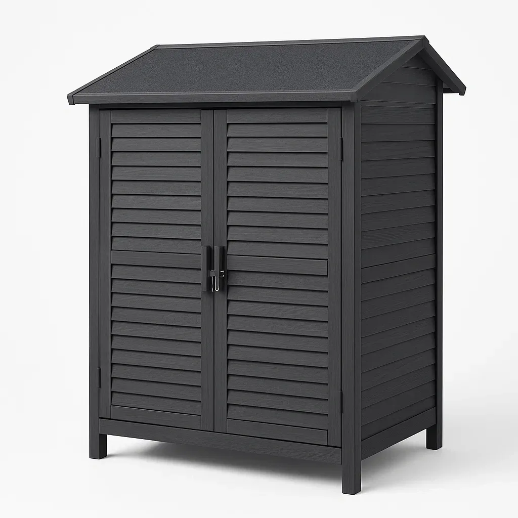 Armoire de rangement en résine gris avec portes