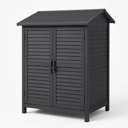 Armoire de rangement en résine gris avec portes