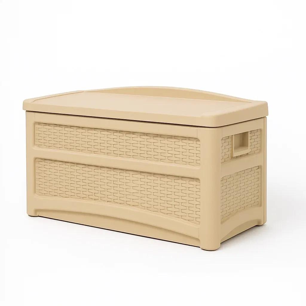 Coffre de terrasse en plastique beige 90x45x50 cm