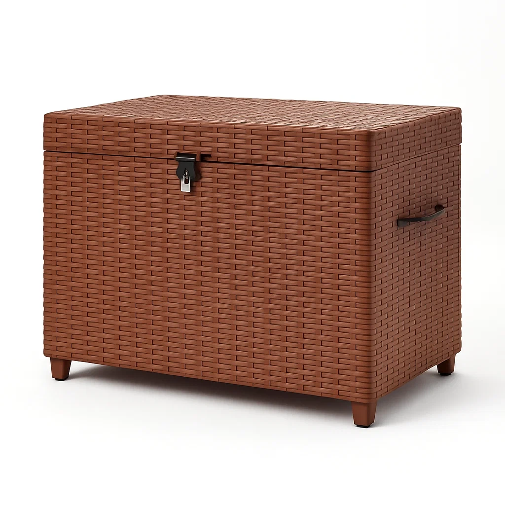 Coffre de terrasse en résine marron avec cadenas