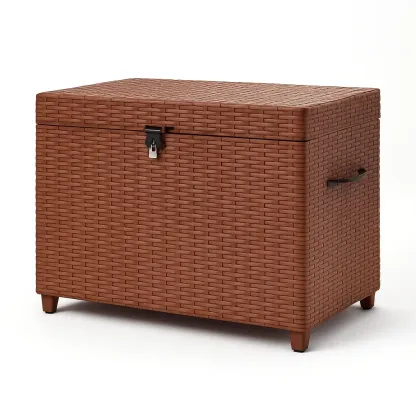 Coffre de terrasse en résine marron avec cadenas