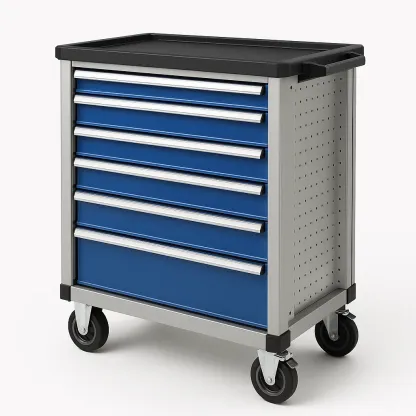 Armoire à outil en métal avec 6 tiroirs et roulettes bleu