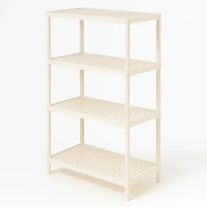 Étagère de rangement en plastique beige 4 niveaux