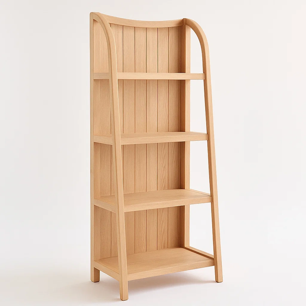 Étagère de rangement en bois massif naturel 4 niveaux