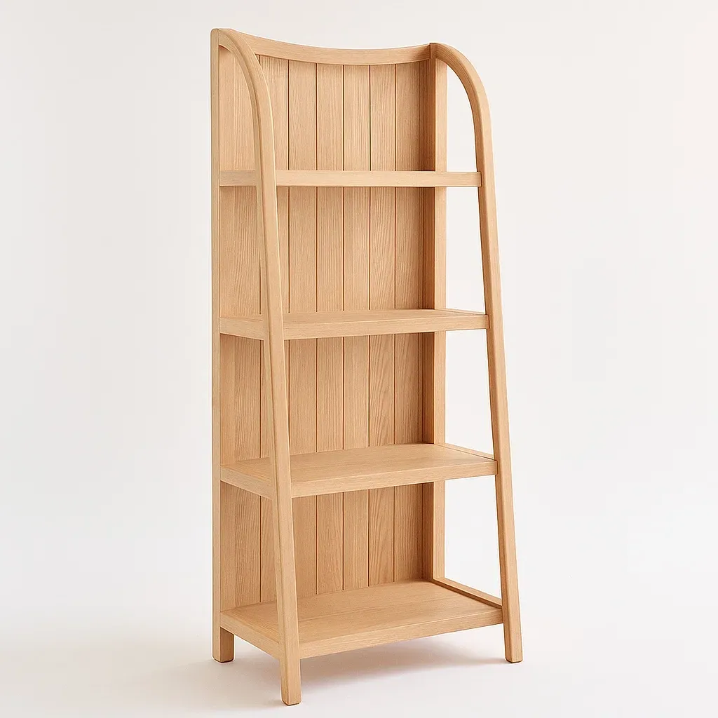 Étagère de rangement en bois massif naturel 4 niveaux
