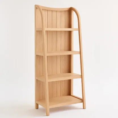 Étagère de rangement en bois massif naturel 4 niveaux