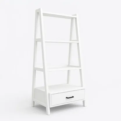 Étagère de rangement en bois blanc avec tiroir