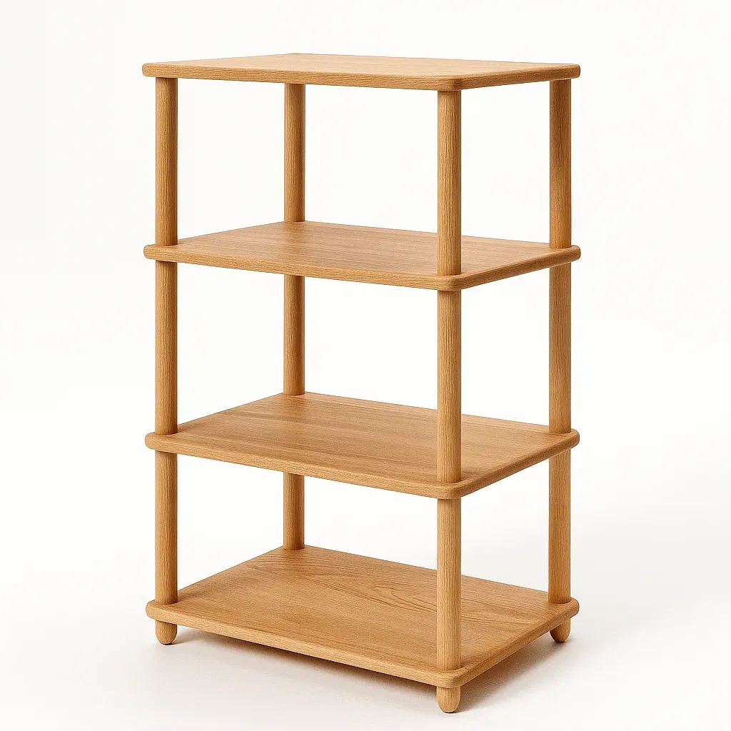 Étagère de rangement en bois de chêne 4 niveaux