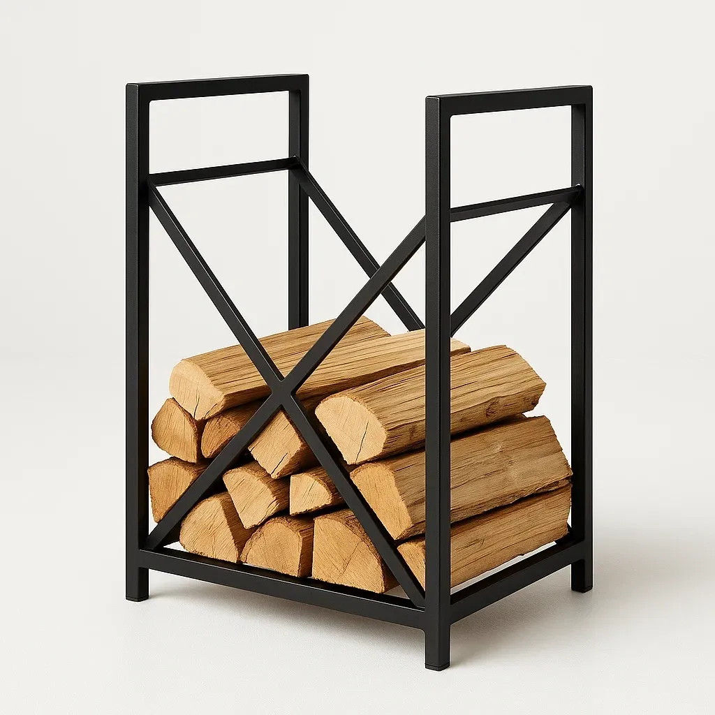Support à bois de chauffage en métal noir 40x30x60 cm