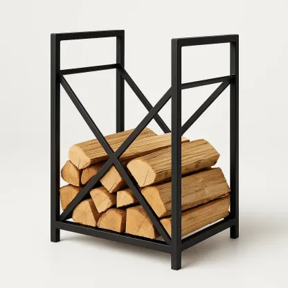 Support à bois de chauffage en métal noir 40x30x60 cm
