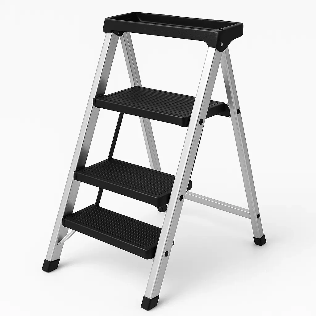 Échelle pliante 3 marches aluminium noir