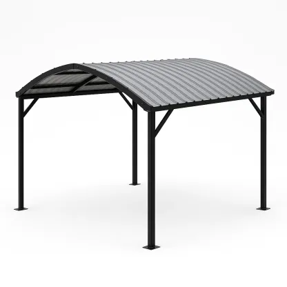Carport en métal gris et noir