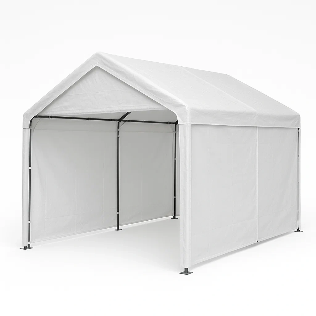 Carport en acier et polyéthylène blanc