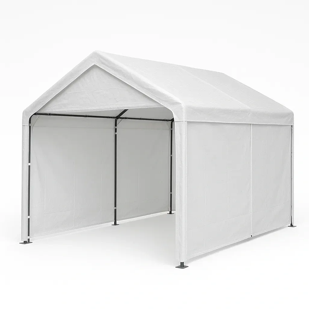 Carport en acier et polyéthylène blanc