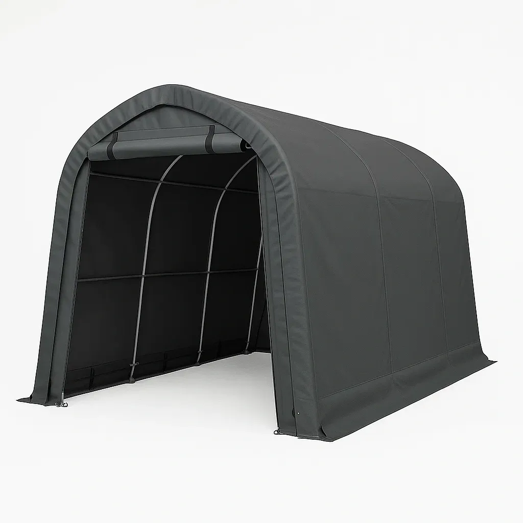 Carport en acier et tissu gris