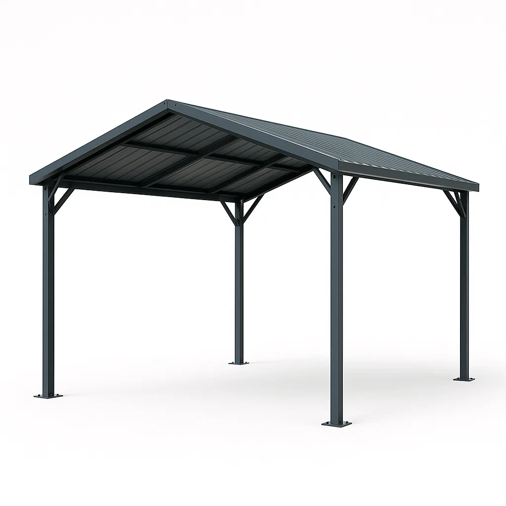 Carport en métal gris