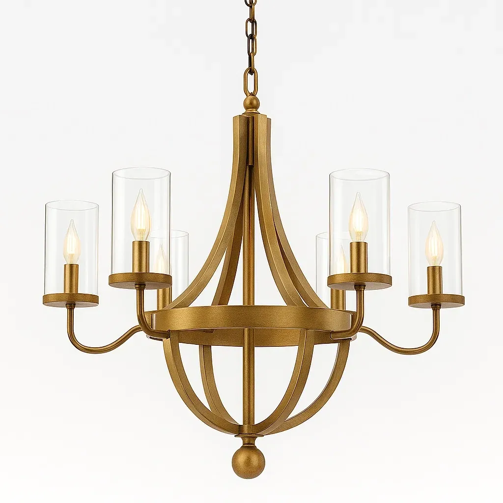 Luminaire suspension en métal et verre or antique