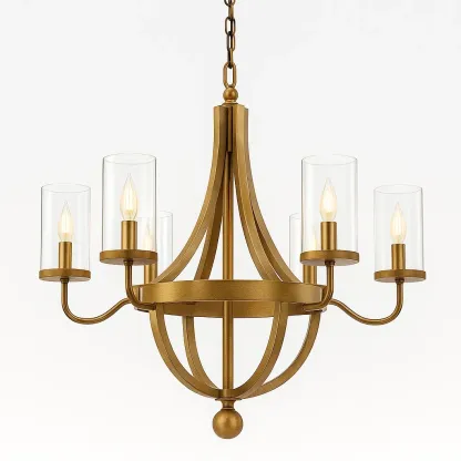 Luminaire suspension en métal et verre or antique