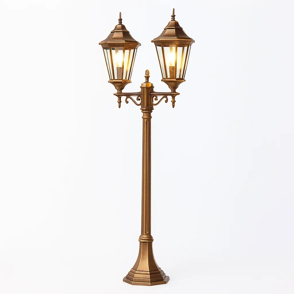 Luminaire lampadaire en aluminium bronze double