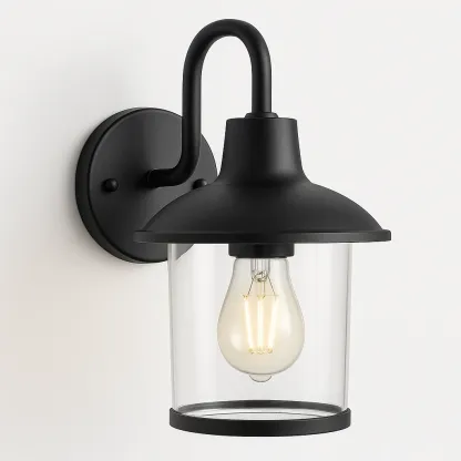 Luminaire applique murale en métal noir avec verre trempé 25x32x20 cm