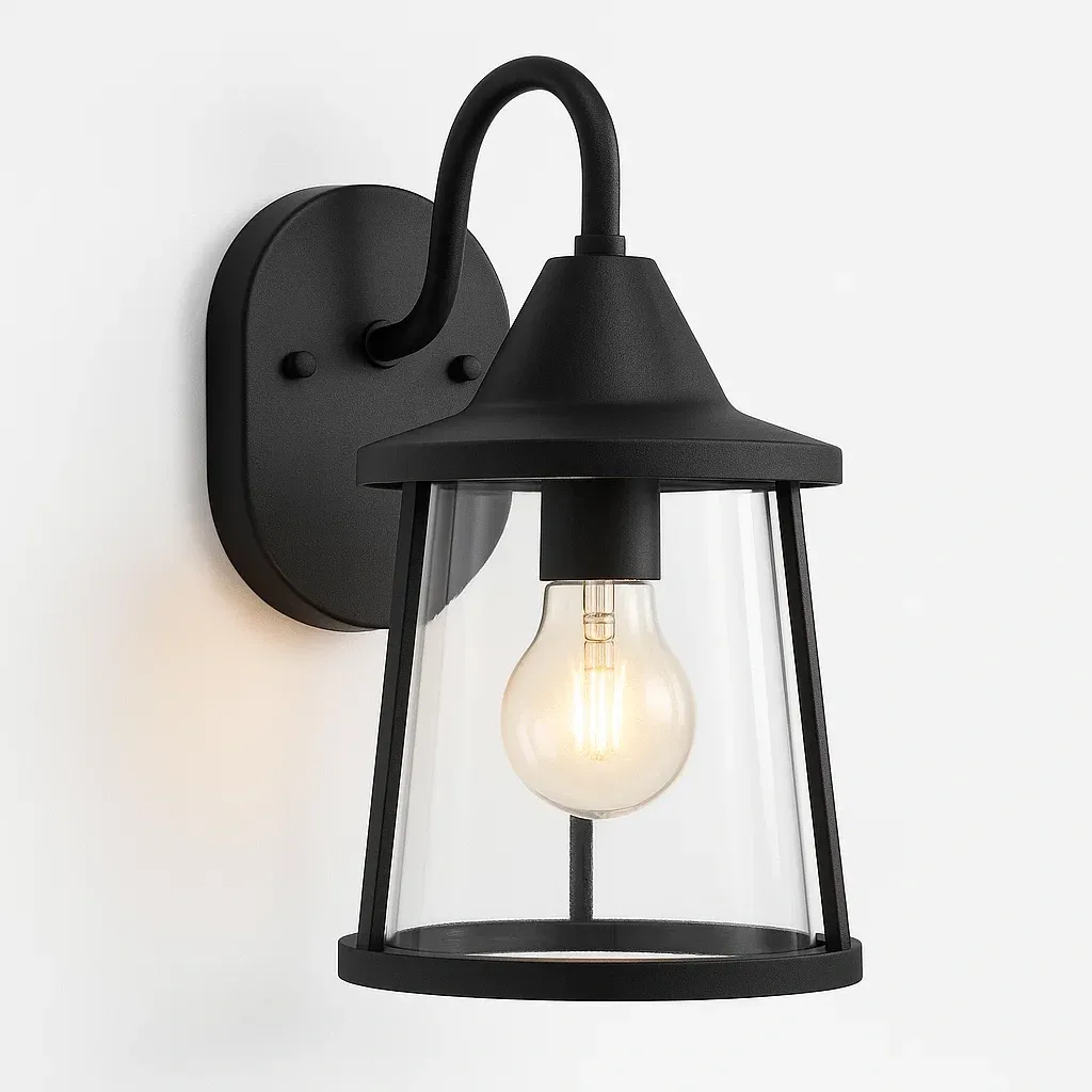 Luminaire applique murale en métal noir en verre