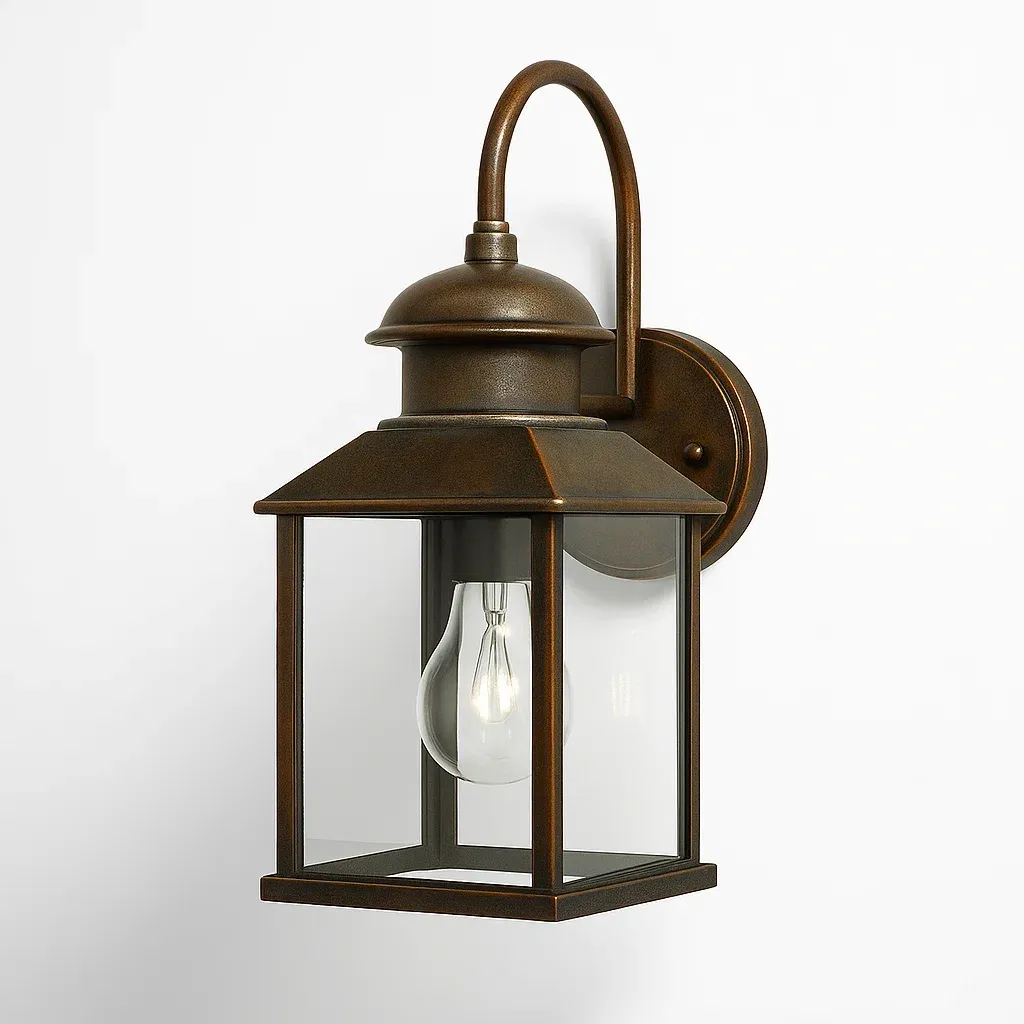 Luminaire applique murale en métal et verre trempé cuivre antique 28x16x14 cm