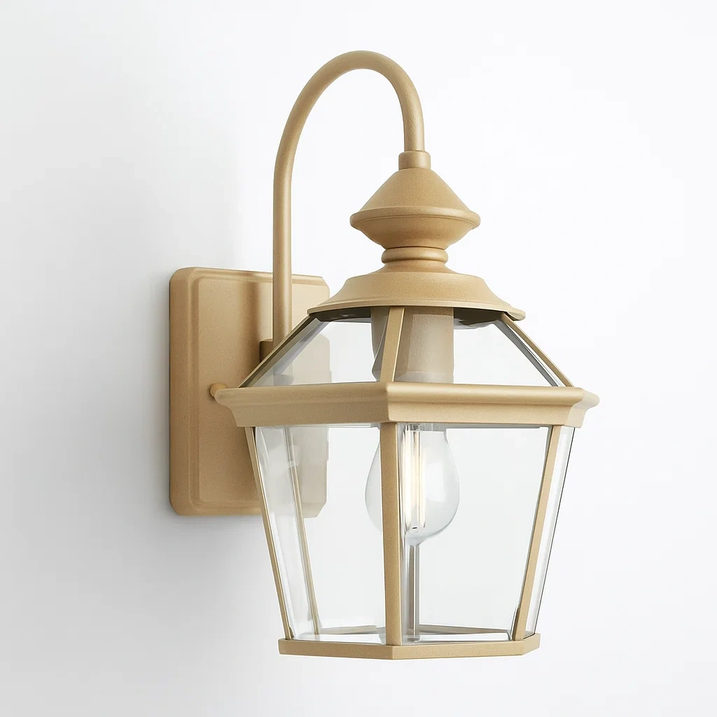 Luminaire applique murale en métal avec verre trempé or