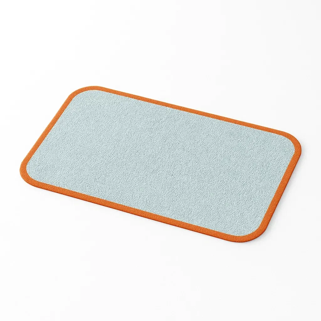 Tapis d'entrée en microfibre bleu clair et orange