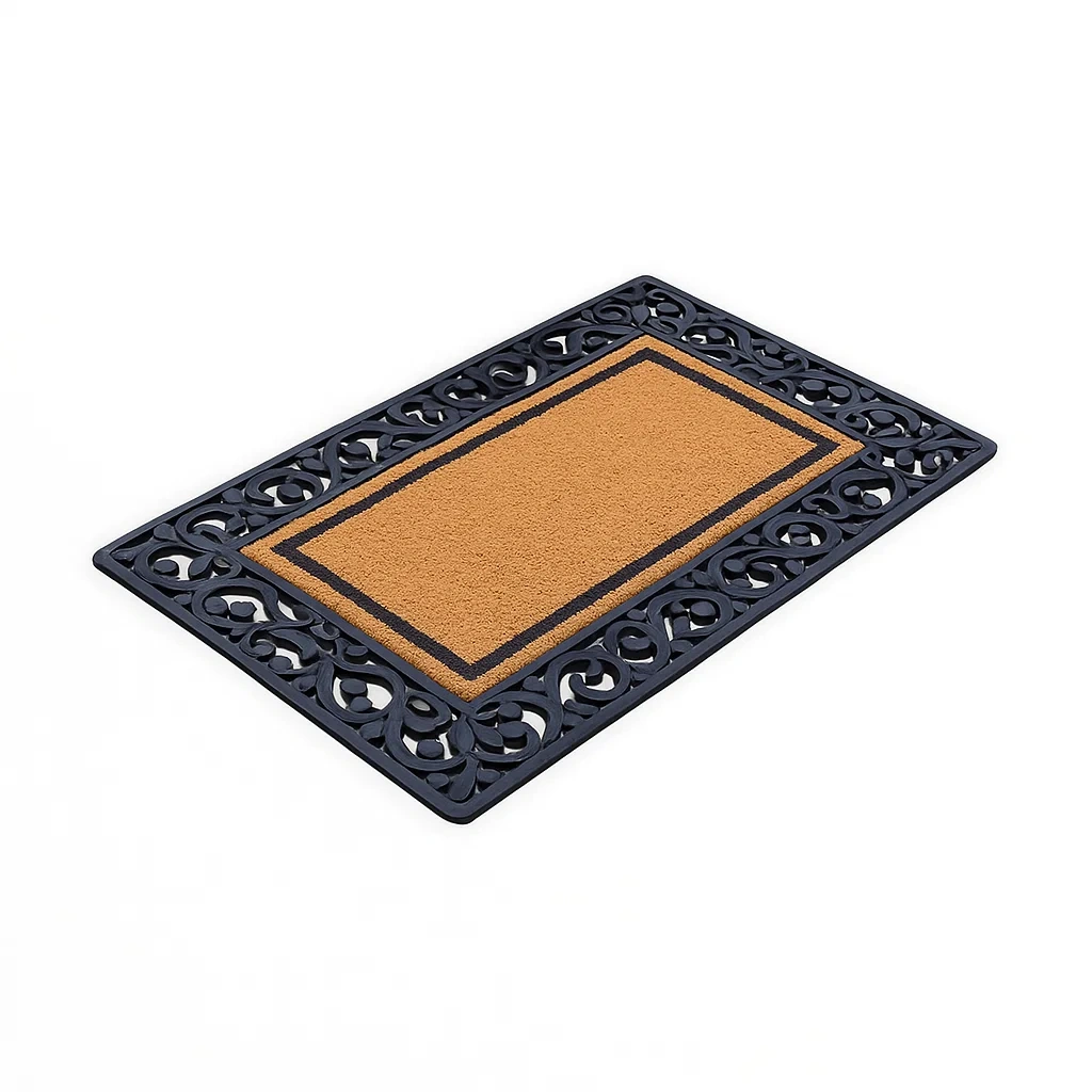 Tapis d'entrée en coco et caoutchouc noir 45x75 cm